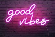 NEW SALE | Good Vibes Neon Sign,Neon Light Powered by USB with Switch, Pink Led Neon Light Sign for Bedroom,Wall Decor,Game Room,Party, Bar Decor