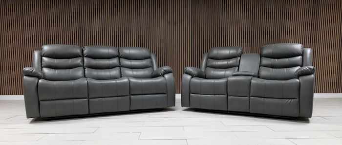 Roma Leather Wireless Charging Recliner Sofa Set