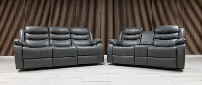 Roma Leather Wireless Charging Recliner Sofa Set