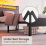 3ft Single Bed Frame with Storage Headboard,LED Lights,Metal Upholstered Platform Bed Frame with Charging Image 4