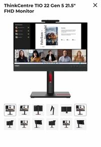 Lenovo Monitor with webcam ThinkCentre TIO 22 Gen 5 21.5" FHD