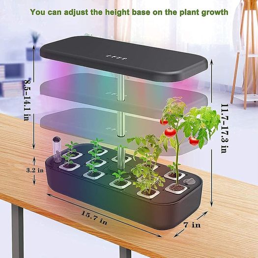 Hydroponics Growing System 12 Pods Herb Garden Indoor Herb Garden Starter Kit Auto Smart Garden Planter with Cycle Timing Function and Adjustable LED Lighting,Aeroponics Growing System,Herb Grower
