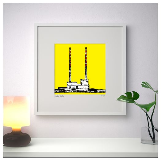 Yellow Poolbeg 2. Large Framed Print by artist Helen Mathews