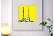 Yellow Poolbeg 2. Large Framed Print by artist Helen Mathews
