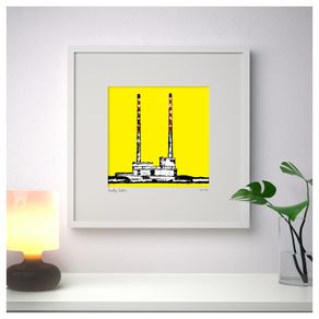 Yellow Poolbeg 2. Large Framed Print by artist Helen Mathews
