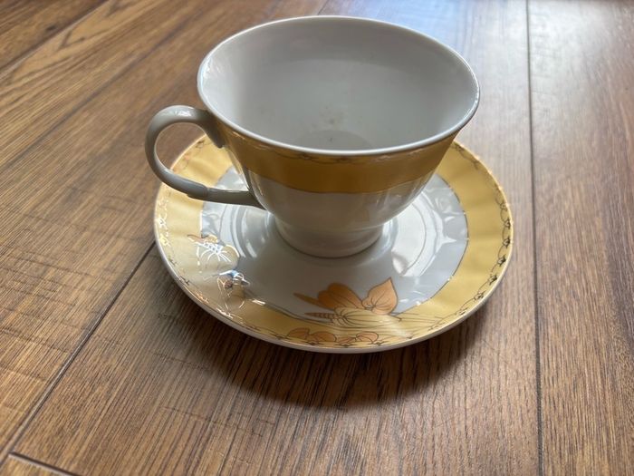 vintage Yamasen Fine Porcelain cup and saucer set from Japan, likely part of the 24K Gold Collection