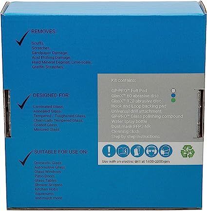 GLASS POLISH 28003 DIY Glass Scratch Repair Kit, Glass Scratch Remover, Removes Scratches, Water deposits, Scuffs/Suitable for Any Type of Glass