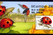 2003 Ireland Stampa Members Souvenir Seven Spotted Ladybird Commemorative Stamp Minatare Sheet Overprinted for Stampa Mint Never Hinged (MNH)