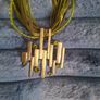 Green Necklace with metal pendant Image 2