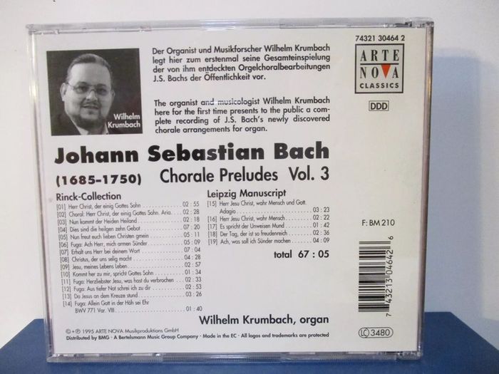 Johann Sebastian Bach. Chorale Preludes. 3 x CD Boxset. Free Postage!