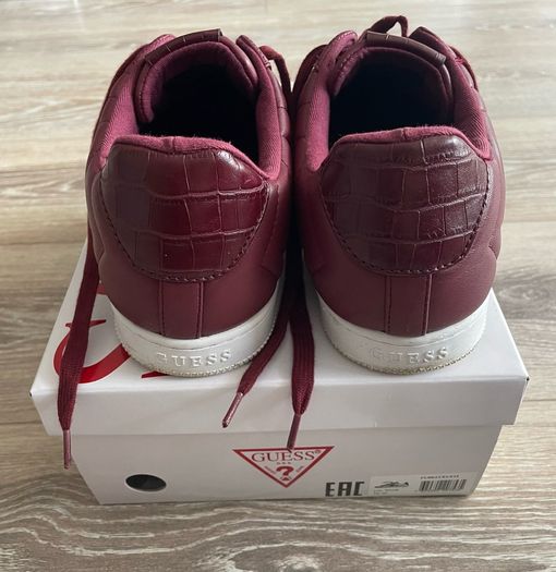 Guess Fl8Raufal12 Raula Womens Leather Lace Up Studs Sneaker Trainers Shoes In Wine/Burgundy Size UK7
