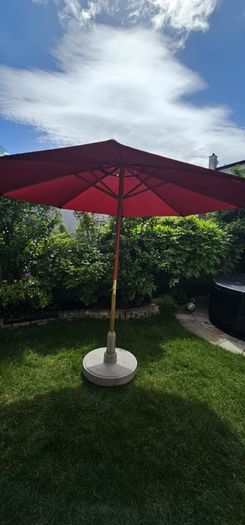 Garden umbrella with base