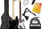 3rd Avenue Full Size 4/4 Electric Bass Guitar Beginner Pack Kit with 15W Amplifier, Bag, Cable, Strap, Stand and Spare Strings - Black