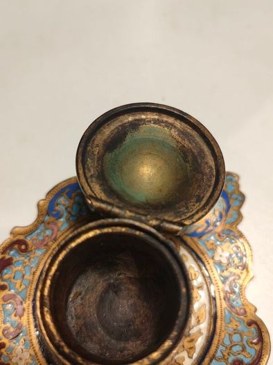 19th Century Napoleon 111 Bronze Cloisonne Ink Well