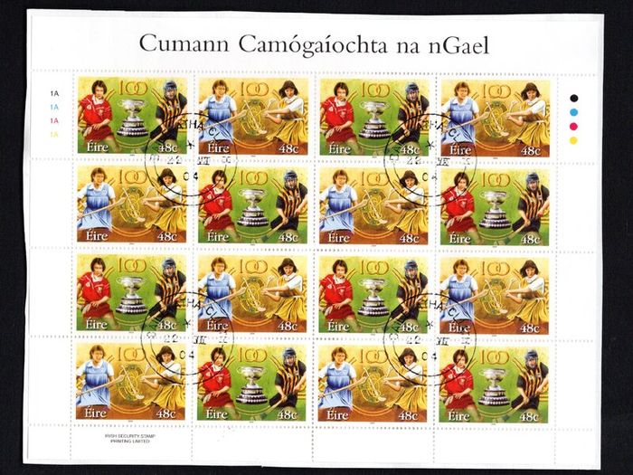 2004 Ireland Cumann Camogaiochta (Camogie) na Ngael Stamp Sheetlet Plate Fine CDS Used with Dublin cancel of 22nd July 2004 (First day of issued) on envelope extract