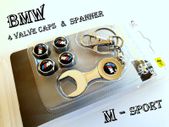BMW ( Gift ) Metal Silver Valve Wheel Cap M power sport 4 pieces Caps + Spanner