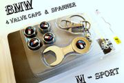 BMW ( Gift ) Metal Silver Valve Wheel Cap M power sport 4 pieces Caps + Spanner