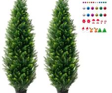 2 Pack 152.4 cm Artificial Cedar Topiary Tree Faux Plant UV Decor In/Outdoor