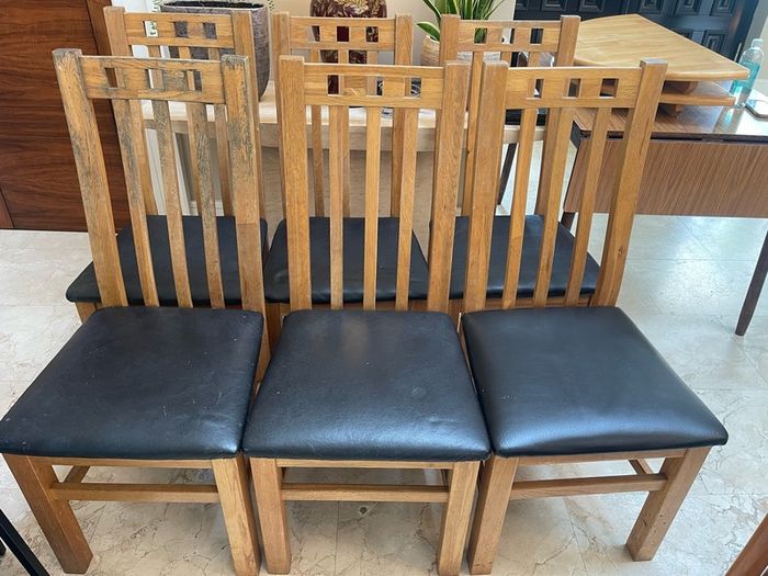 6 x Very Solid Leather Kitchen Dining Chairs - Can Deliver