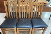 6 x Very Solid Leather Kitchen Dining Chairs - Can Deliver