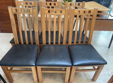 6 x Very Solid Leather Kitchen Dining Chairs - Can Deliver