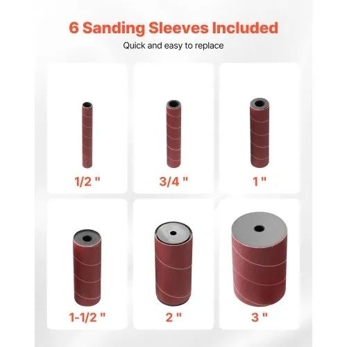Oscillating Spindle Sander, 2000RPM Benchtop Spindle Sander with 6 Sleeves (12.7-76.2 mm), 16mm Stroke & 390 x 415 mm Wide Worktable for Furniture