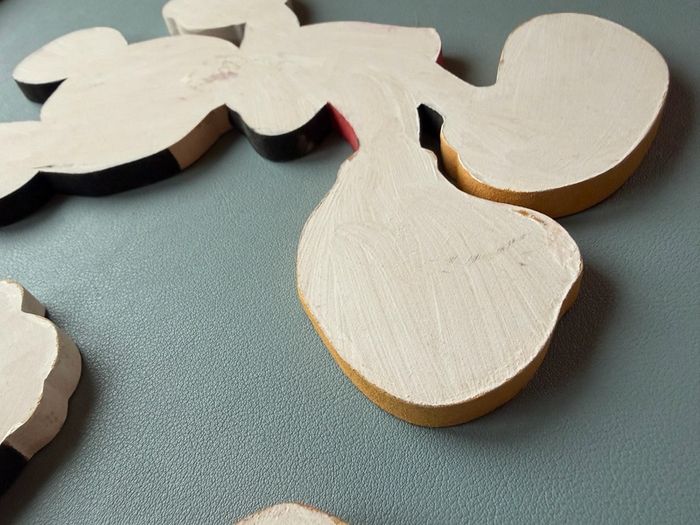 Pair of Vintage Wooden Handmade Handpainted Mickey Mouse Figures - Disney Wall Art Decor Plaques