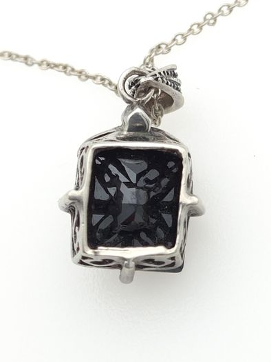 Vintage 925 Sterling Silver, Marcasite & Black Spinel Gothic Necklace