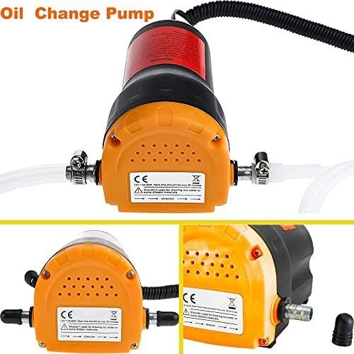 12V 60W Oil Change Pump Extractor Diesel Fluid Scavenge Suction Fuel Transfer Pump with Tubes for Boat, Tubes, Truck, RV, ATV