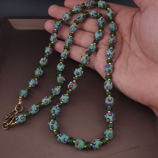 Vintage Venetian Style Skunk Eyes GlassBeads Necklace