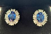 Moissanite Diamond and Sapphire Earrings
