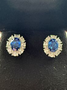 Moissanite Diamond and Sapphire Earrings