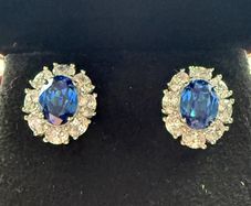 Moissanite Diamond and Sapphire Earrings