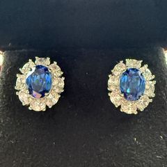 Moissanite Diamond and Sapphire Earrings