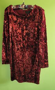 Sequin Burgundy Mini Dress
