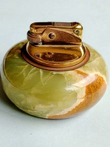 Vintage W.German Onyx & Brass Table Top Lighter