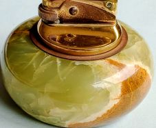 Vintage W.German Onyx & Brass Table Top Lighter
