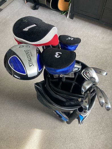 Spalding golf clubs and bag