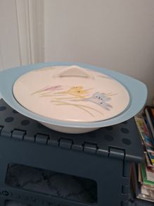 Norwegian  Pottery Cream & Blue Vegetable Dish