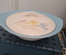 Norwegian  Pottery Cream & Blue Vegetable Dish