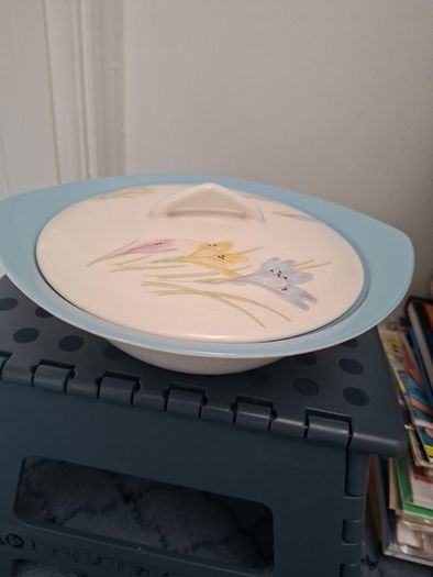 Norwegian  Pottery Cream & Blue Vegetable Dish