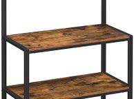 main image for ad Kitchen shelf in industrial design, standing shelf for the kitchen, shelf levels in wood look, 10 hooks, metal grid shelf, for microwave, dishes, 84 x 40 x 170 cm, vintage, dark brown