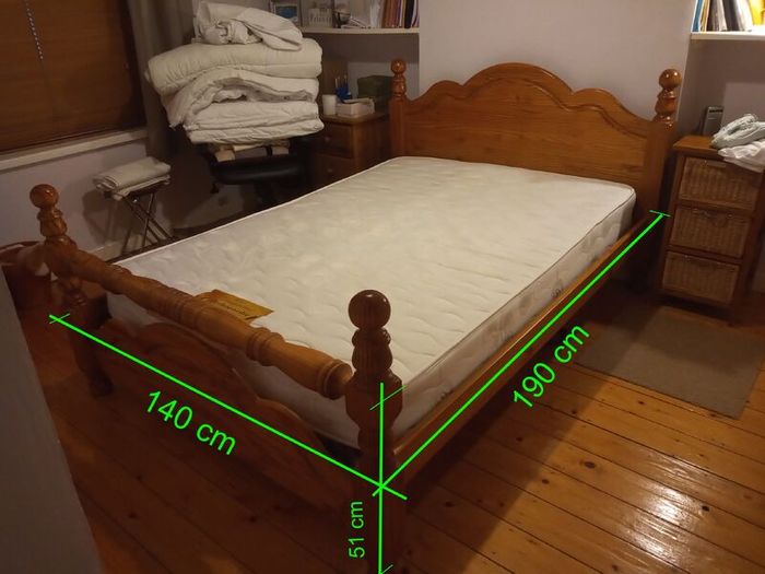 Solid Pine Double Bed Frame 140x190cm