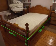 Solid Pine Double Bed Frame 140x190cm