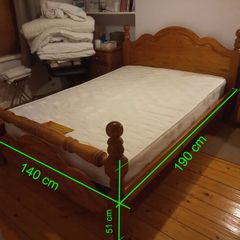 Solid Pine Double Bed Frame 140x190cm