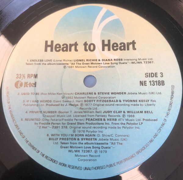 Heart To Heart Double Vinyl 1986 Phil Collins Kenny Rogers Marvin Gaye