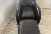 leather reading chair and footrest