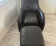 leather reading chair and footrest