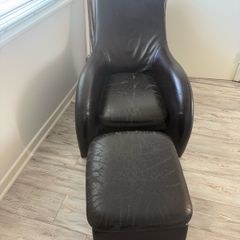 leather reading chair and footrest