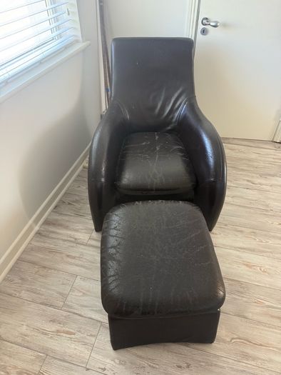 leather reading chair and footrest
